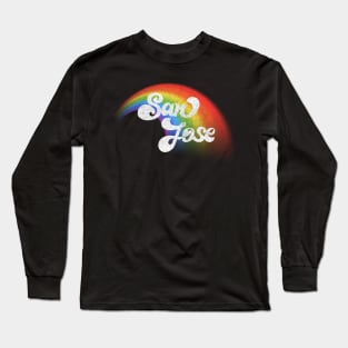 San Jose // Faded Retro Rainbow Typography Design Long Sleeve T-Shirt